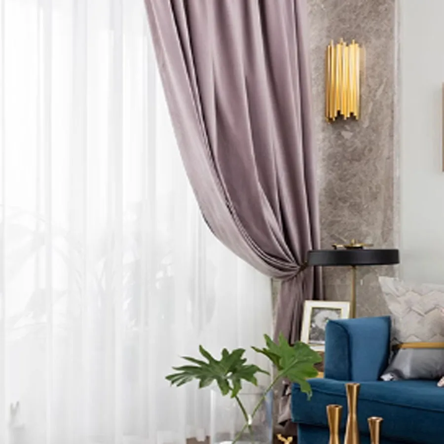 

Customized Velvet Purple Morandi Powder Curtains for Living Room Dining Bedroom Simple French Luxury Blackout Thickened cortinas