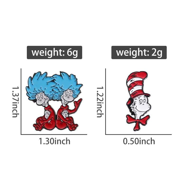 Broches en émail de Collection de personnages de films de dessins animés, broches métalliques personnalisées Dr. Seuss pour vêtements, sac à dos, Badges à revers, bijoux cadeaux