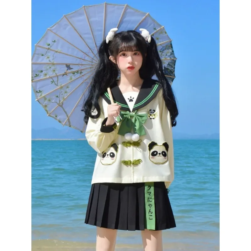 

Cute Kindergarten Jk Uniform Panda Loose Sailor Suit School Girl School Uniform Cosplay Women Cosplay Japanese Fashion