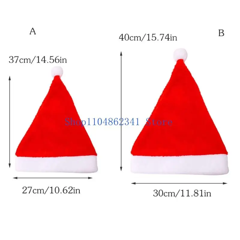 5asd Soft Plush Santa Hats Classical Design Christmas Cap For Adult Kids Indoor Outdoor Holiday Party Gathering Headpiece