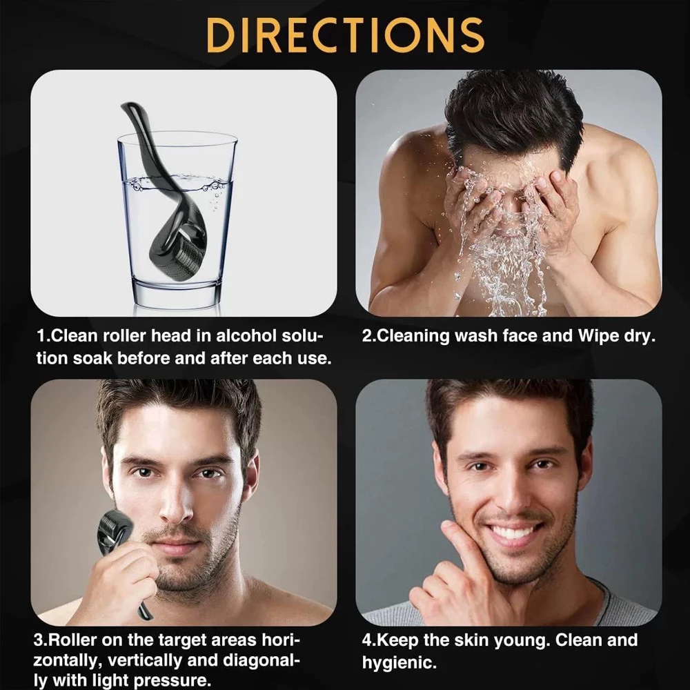 เดอร์มา โรลเลอร์สำหรับใบหน้าร่างกายผมเคราการเจริญเติบโต 540 ลูกกลิ้งต่อต้านริ้วรอยฟื้นฟูผิวใบหน้าลูกกลิ้งเครื่องมือดูแลผิวสำหรับผู้ชายผู้หญิง