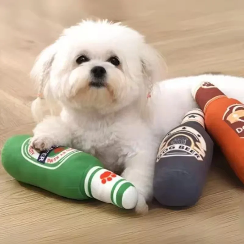 Juguete peluche botella cerveza para perros: morder y limpia dientes - imagen 3