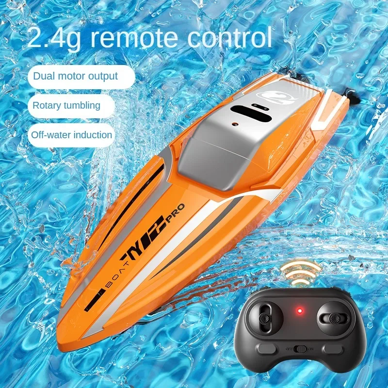 Mini RC Racing Speedboat Model Water 2.4G Stunt Flip Boat Model Toy Gift Electric Remote Control Finished Boat Model