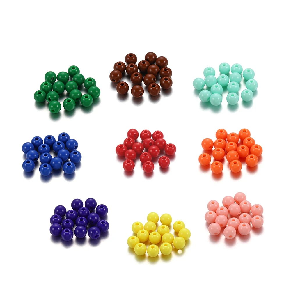 10-200szt Mieszane akrylowe plastikowe gładkie okrągłe koraliki dystansowe 6 8 10 12 14 16 18 20MM Rozmiar do tworzenia biżuterii Akcesoria — zdjęcie 6