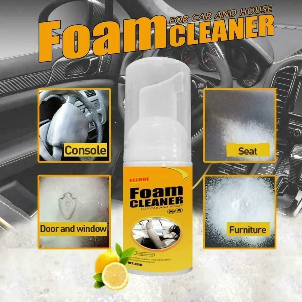30ML Car Cleaner Foam Wax Shampoo Sofa Seat Upholstery Carpet Dry Stain Remover Cleans Auto Interior Seat Cleaner Quick Drying
