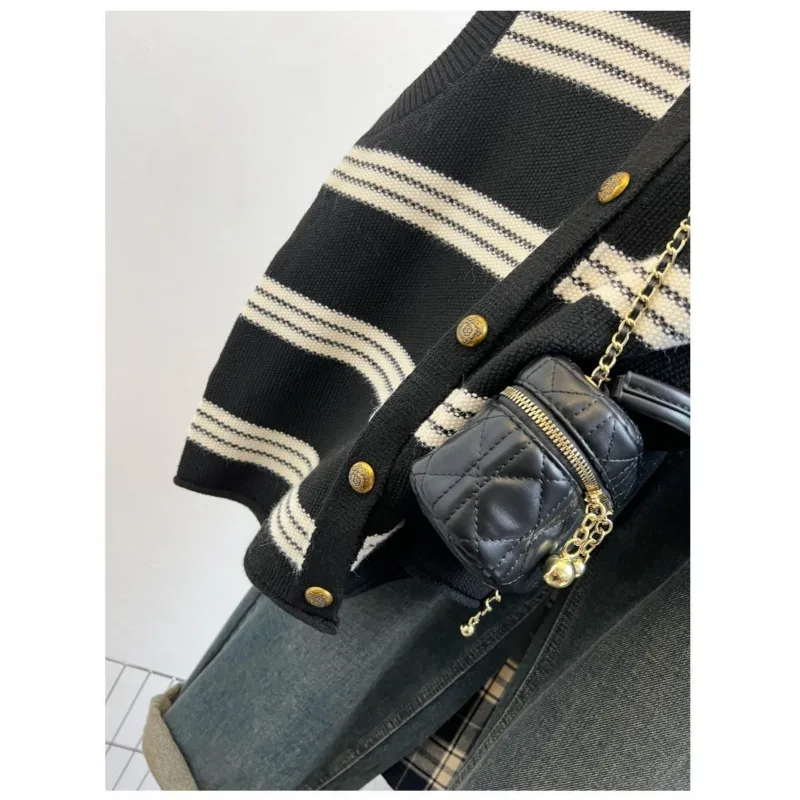 Chaleco de punto a rayas para mujer, suéter, chaleco, jersey de contraste con botones, Top sin mangas