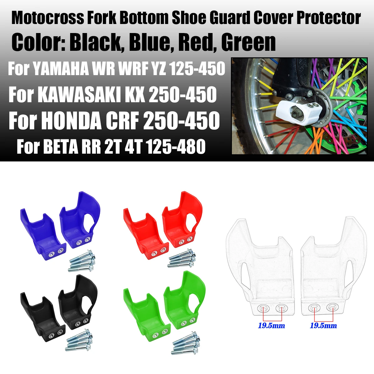 Przedni widelec motocykla osłona buta dolna osłona nogi Protector dla Kawasaki KX450F KX250F 2009-2019 KX450 KX250 2020-2021 uniwersalny