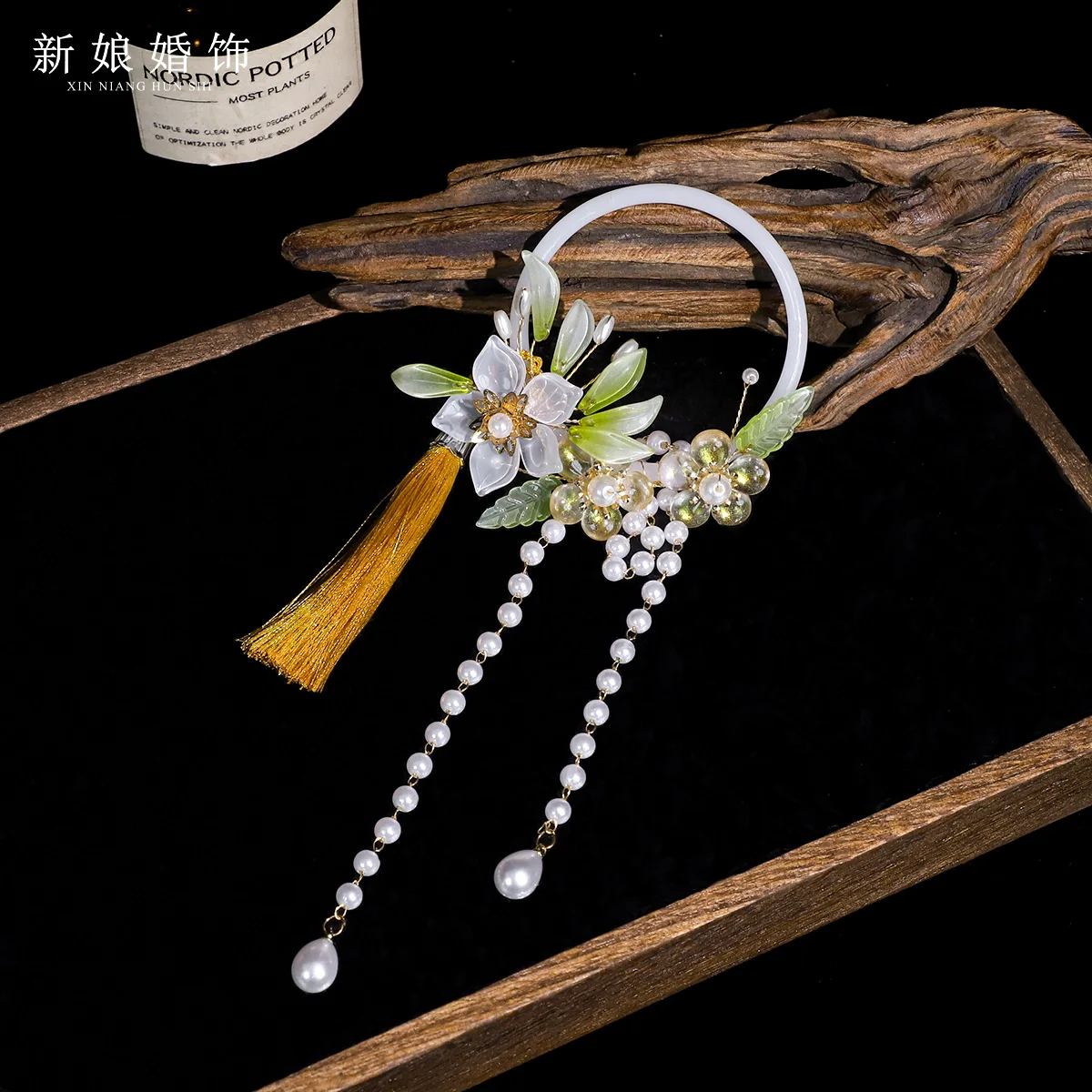 Pearl Tassel Hair Stick Set with Flower Hairpin Chinese Style Hanfu Clothing Chopsticks Hair Styling Hair Accessories BN