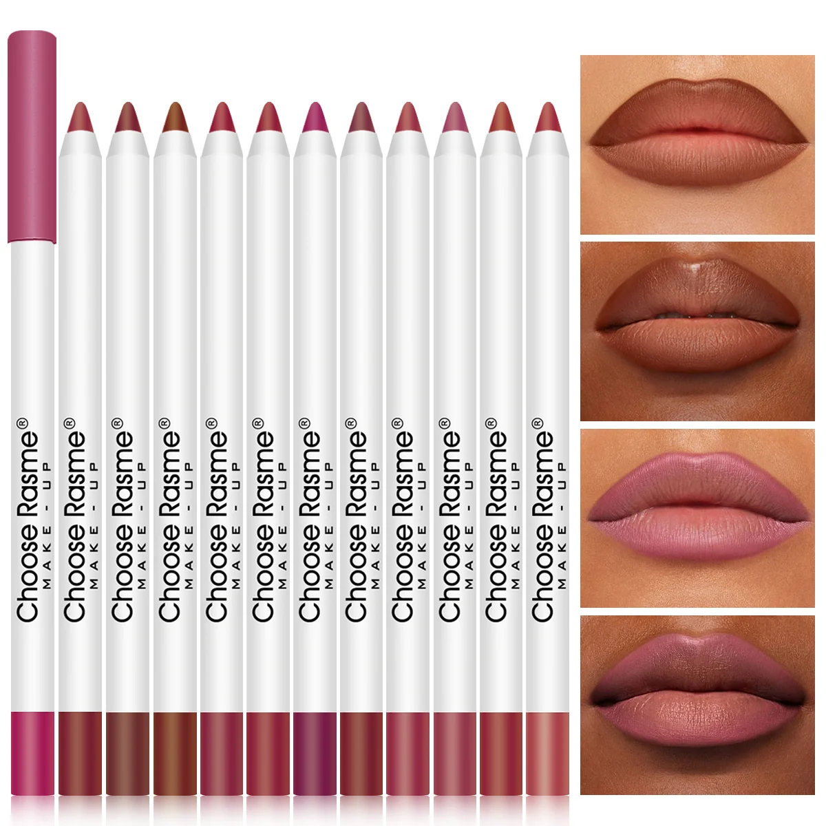 12 สีเซ็กซี่ Matte ลิปสติกดินสอกันน้ํา Lasting Lip Liner ปากกา Non-stick Cup Lip Contour ดินสอแต่งหน้าความงามชุด
