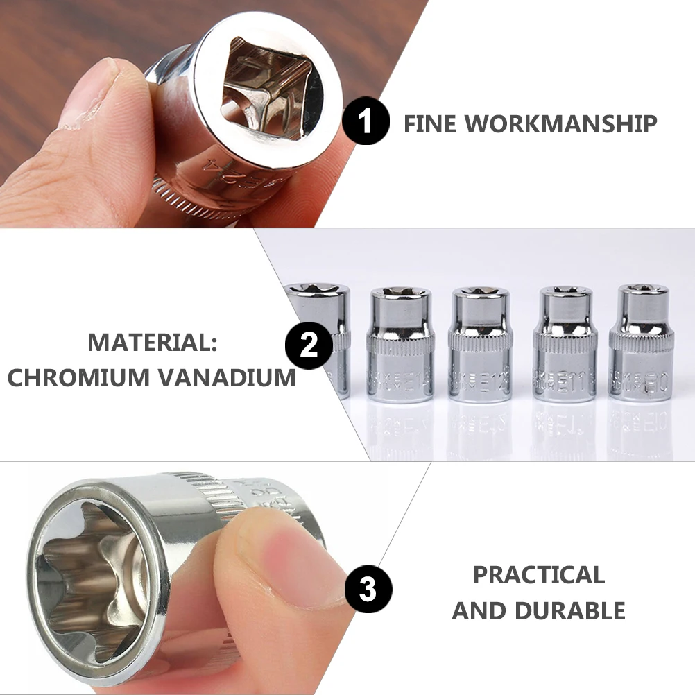 

14 Pcs Hexagonal Plum Blossom Sockets E Type Storage Box Chrome Vanadium Steel Workshop Tools Furniture Repair Tire Maintenance