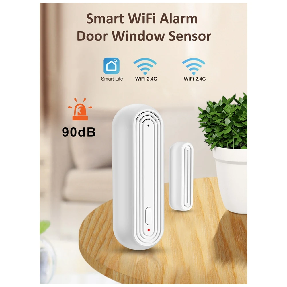 -ABGY Tuya Wifi مستشعر مغناطيسي للباب الذكي للتحكم في التطبيق USB مستشعر الباب والنافذة اللاسلكي كاشف إنذار مغناطيسي للباب