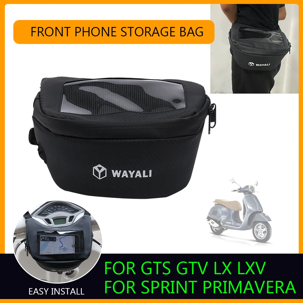 For Piaggio Vespa GTS 300 125 150 250 Spring 150 Motorcycle Front Cloth Bag Storage Waist Bag Waterproof Phone Navigation Pocket