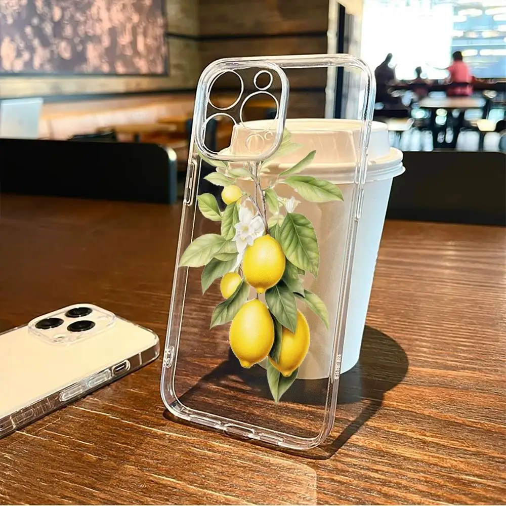 Custodia per telefono Summer Fruit Fresh Lemon per iPhone17,16,15,14,13,12,11 Plus, Cover morbida e trasparente Pro Max