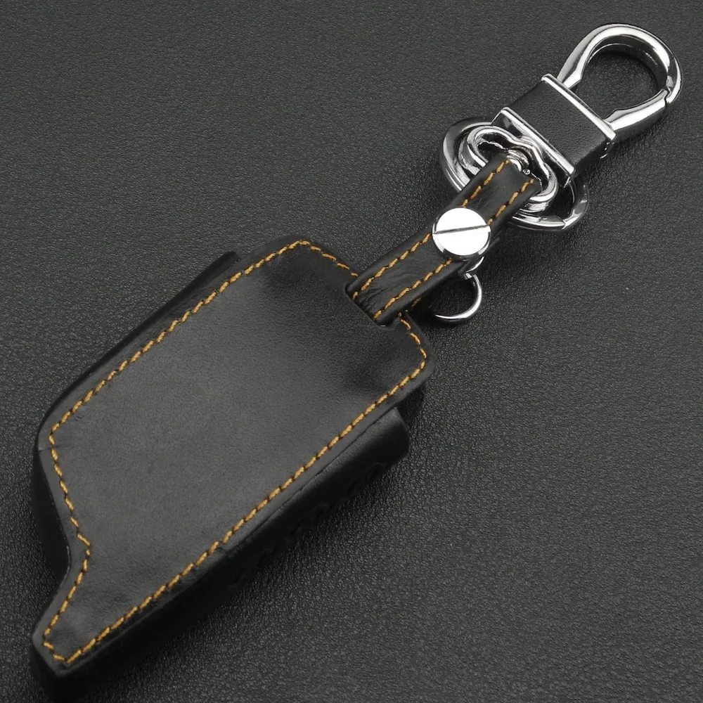jingyuqin 3 Buttons Leather Car-Styling Key Cover Case For Starline B9 B6 A91 A61 Twage Two Way Car Alarm System keychain