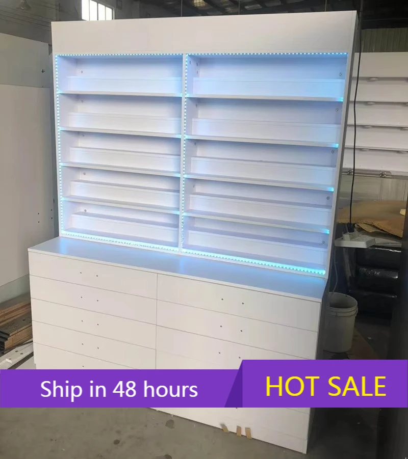 

YTYIN Nails Salon Furniture Fashionable showcase Nail Shop Display Standing Nail Polish Rack with Light