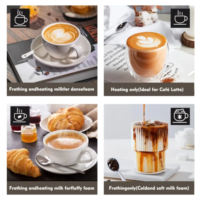 커피 우유 거품기 기계용 전기 우유 거품기, 4 in 1 자동 믹서, 접이식 핸들 우유 가열 스티머 거품기, 110V, 220V
