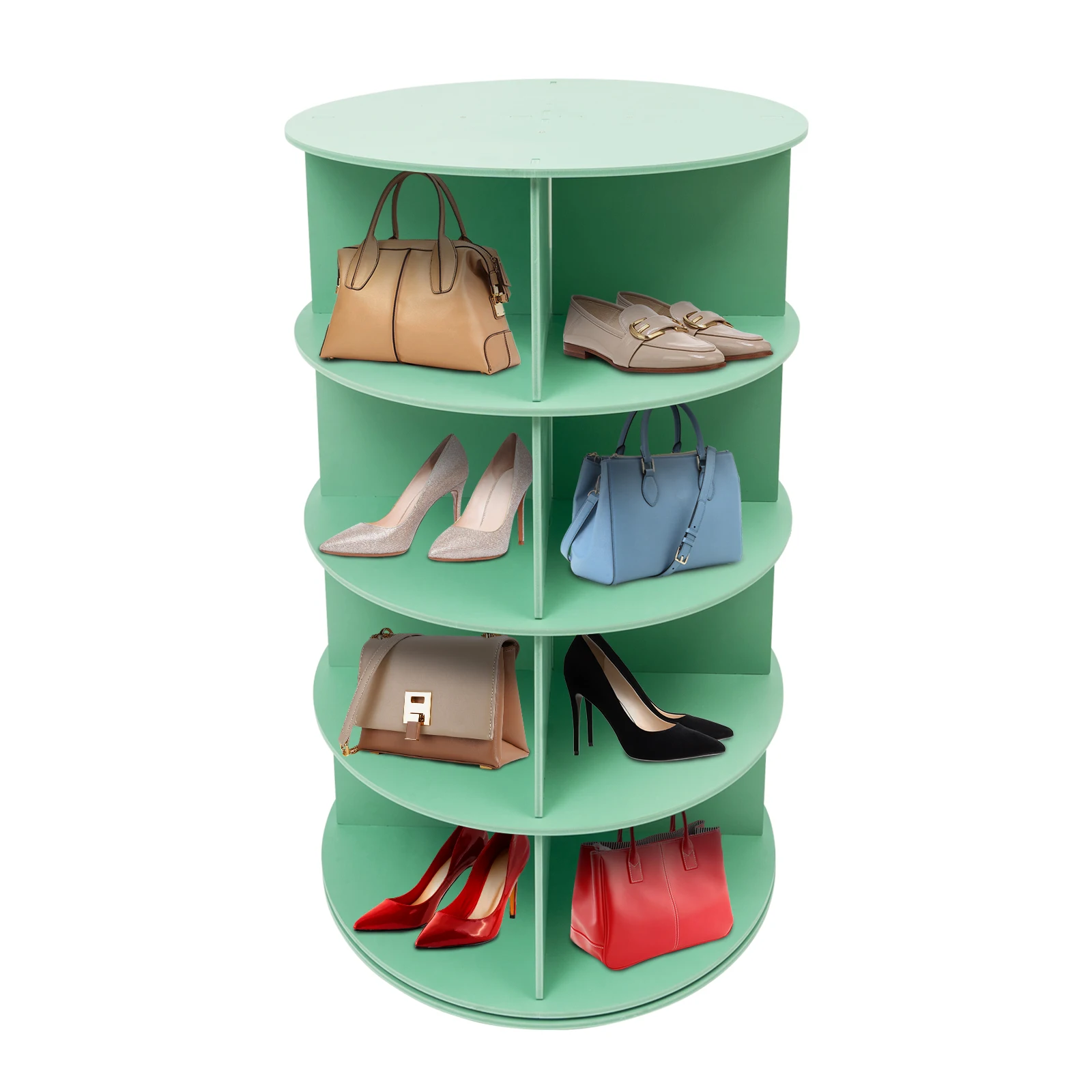 Teal Free Standing Shoe Organizer with Rotating Design for Easy Access and Space Efficiency