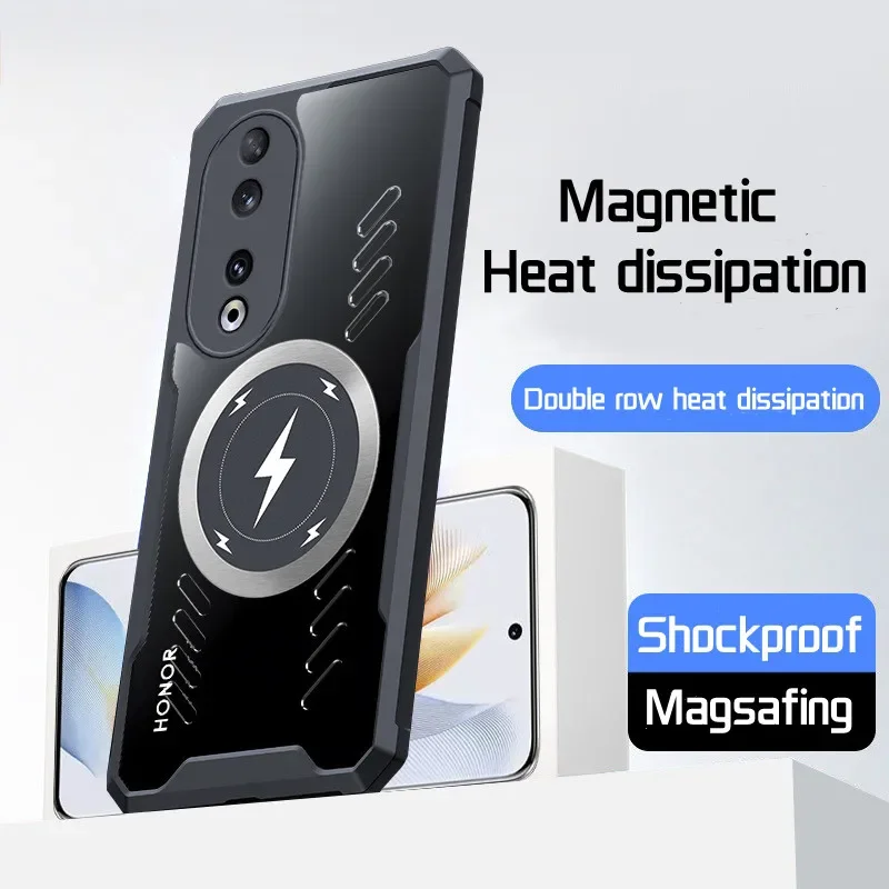 New Cooling Magnetic Case For Honor 100 Pro Magsafe Phone Bumper Heat Dissipation Cover For Honor 90 80 70 60 50 Pro Clear Shell