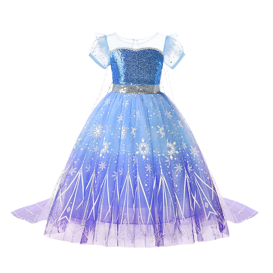 Frozen Elsa Anna Princess Girls Dress Kids Snow Queen Halloween Rapunzel Costume Children Birthday Vestido Party Dress