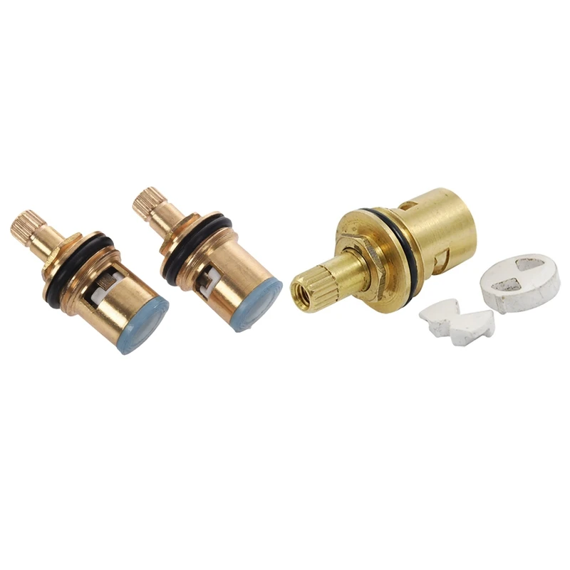 1Pcs Tap Fittings Ceramic Cartridge Brass Valve Core & 2Pcs 1/2 Inch Ceramic Tap Cartridge Disc Quarter Turn Valve