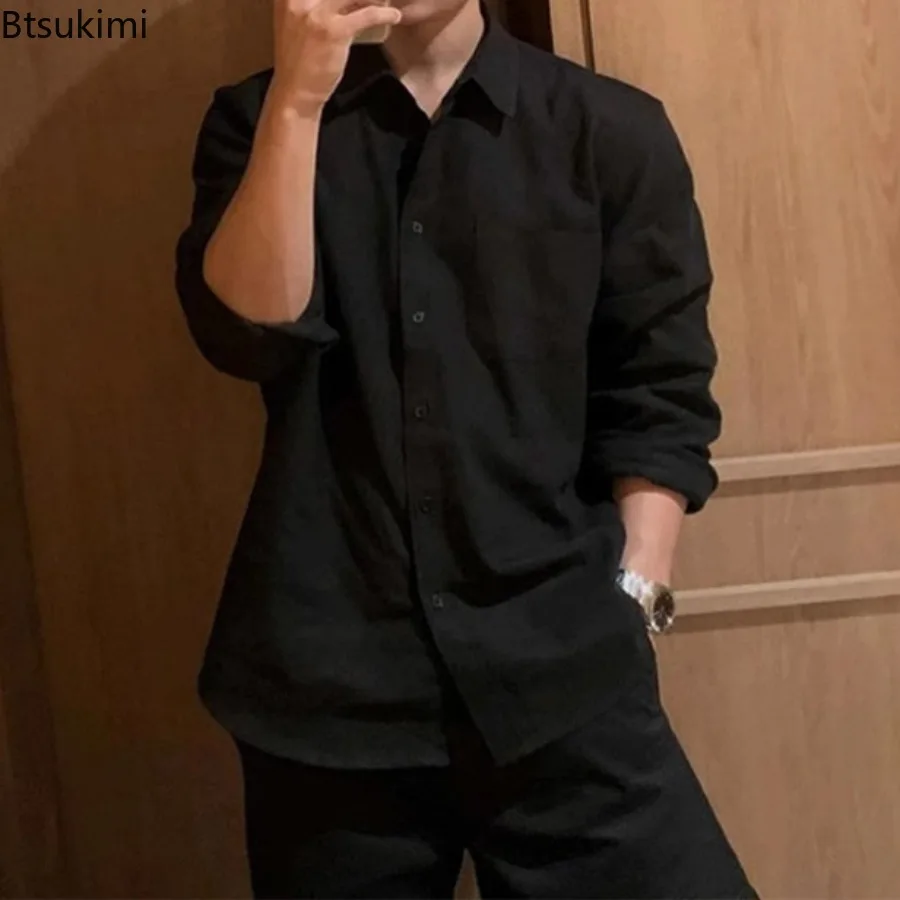 New Men's Long Sleeve Shirt Autumn Korean Loose Lazy Style Niche Design High Grade Casual Shirts Trendy Handsome Outerwear Tops
