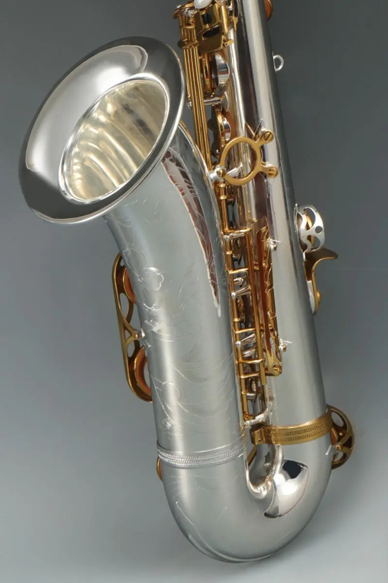 

JTS-1100SG Brand Bb Tenor Saxophone Brass Silver Plated Body Gold Lacquer Key B Flat Sax Instrument With Canvas Case