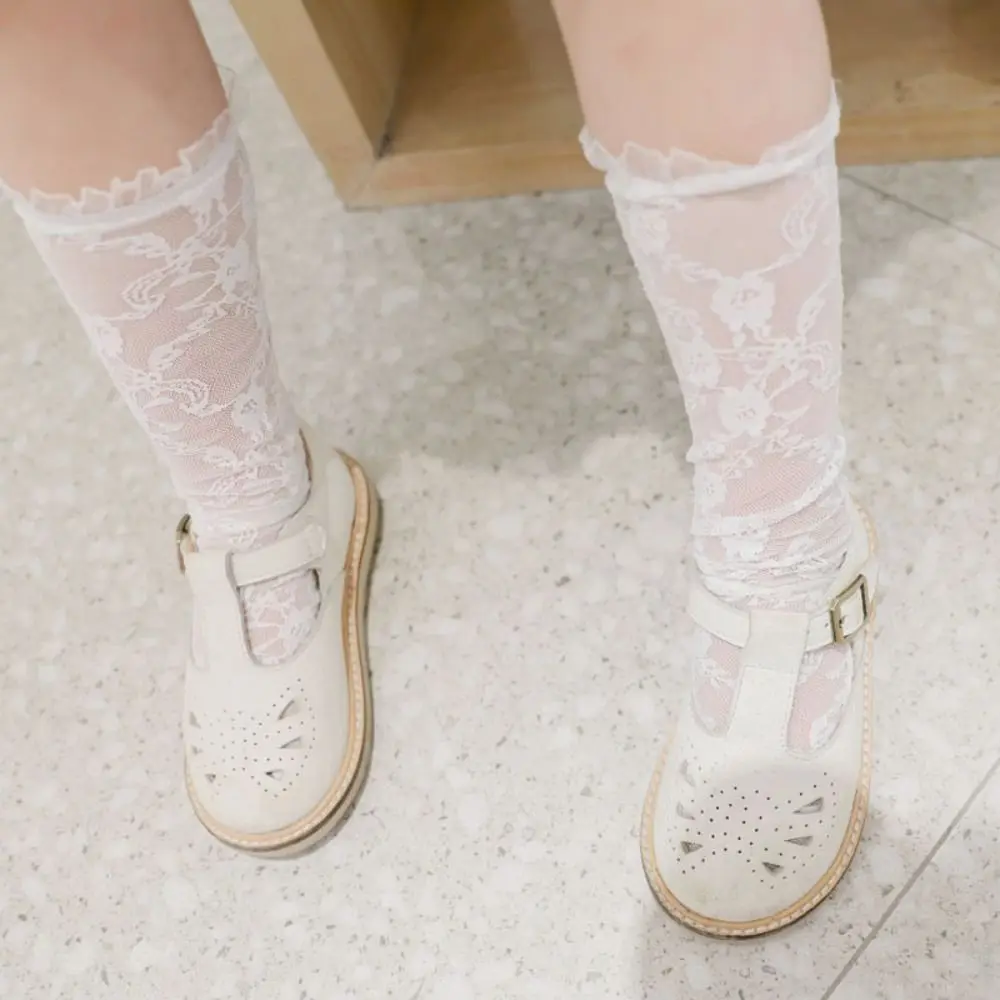 New Fashion Lace Baby Girls Socks Nylon White Black Mesh Stockings Hollowed-out Hollow Out Socks Summer