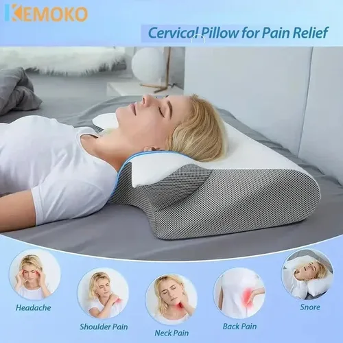 Nueva almohada de mariposa de cuerno, almohada para el cuello, almohada para dormir, almohada con memoria de rebote lento, almohada para columna Cervical, almohada central