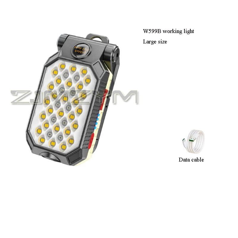 Luz LED de trabajo, linterna COB superbrillante, recargable, magnética, impermeable, para reparación de automóviles, reflector de emergencia para exteriores