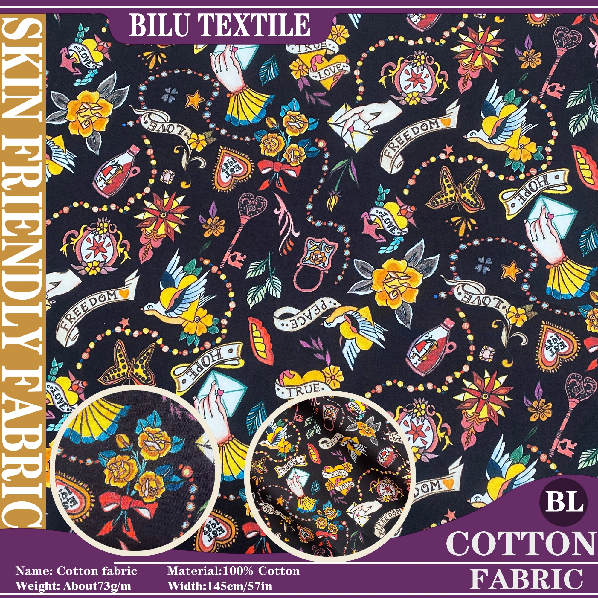 

1 м 100% хлопок, поплин, цифровая печать, 80-е годы, как свобода, любовное письмо, швейная ткань, изготовление платьев, одежда, ткань ручной работы «сделай сам»