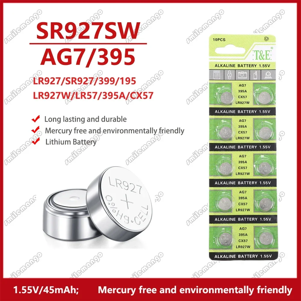 

2 шт.-50 шт., батарейки AG7 LR927 LR57 SR927W 1,55 GR927 395A AG 7