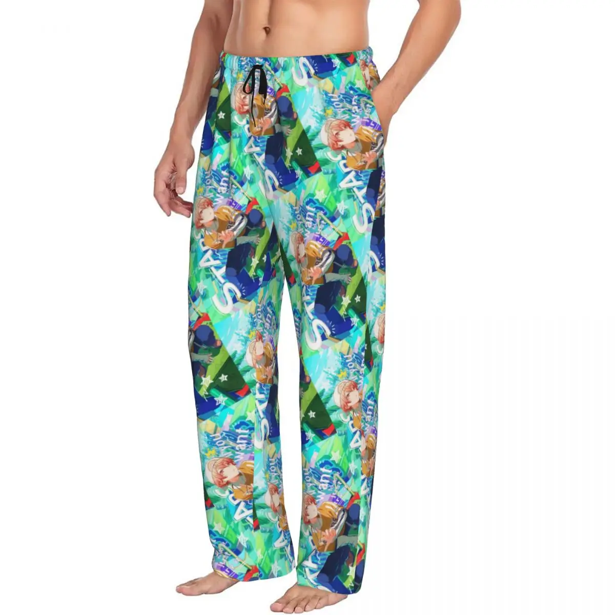 مخصص طباعة الرجال Tsukasa أنيمي Tenma بيجامة السراويل ملابس خاصة صالة النوم قيعان مع جيوب