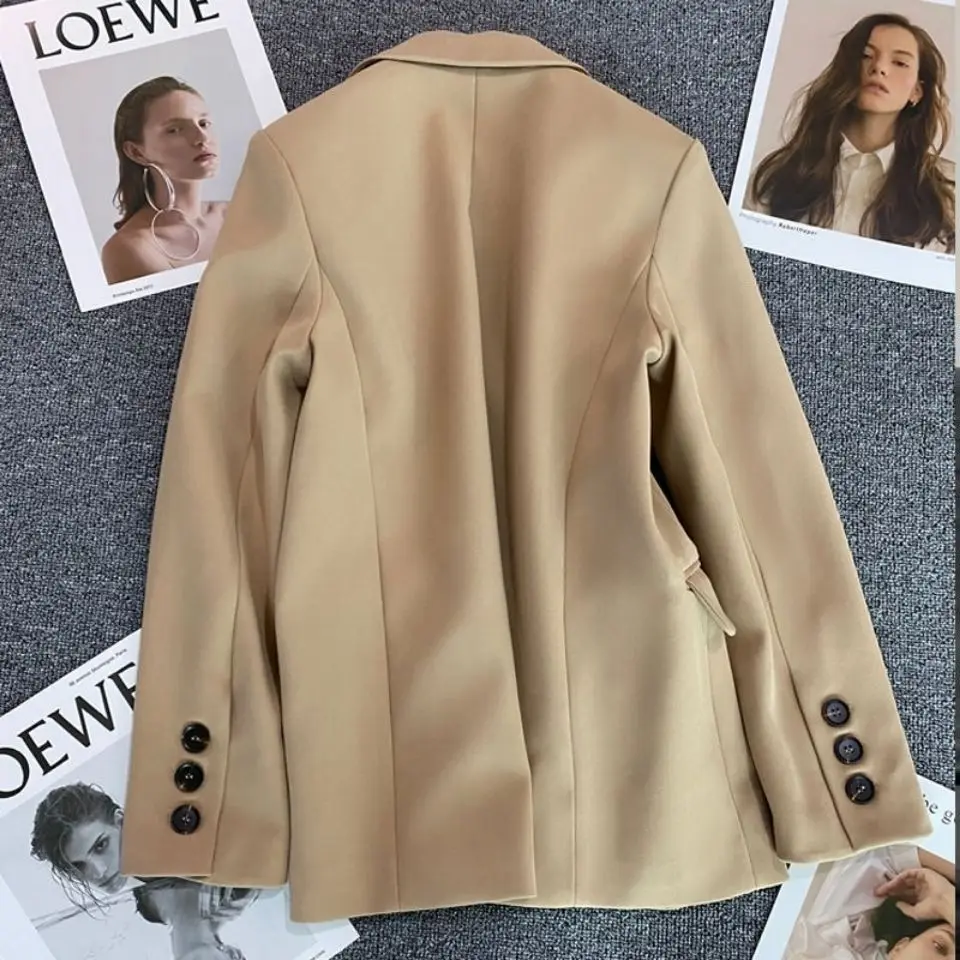 Khaki Colored Suit Jacket for Women Korean Version Loose Temperament Spring and Autumn New Style Suit Jacket for Women