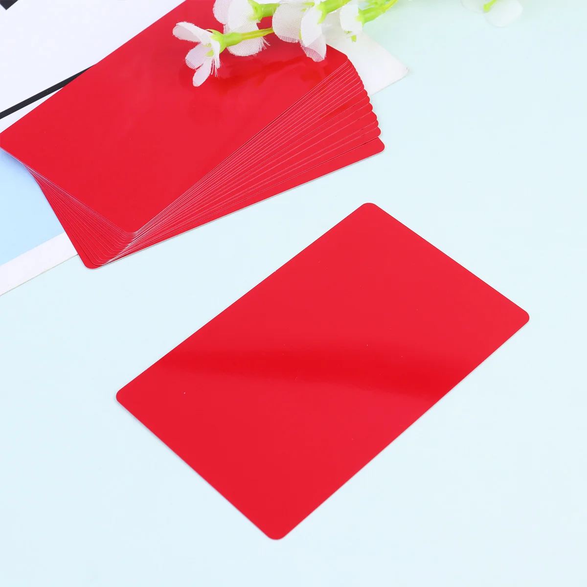 50 Pcs Anodized Aluminum Plate DIY Engraver Business Card Blank Cards Red Credit