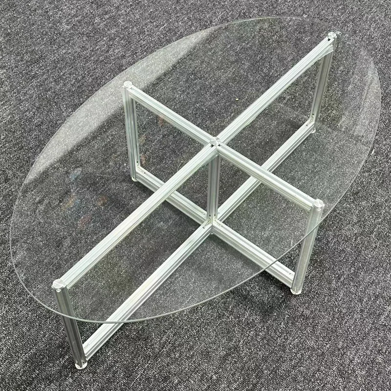 

Living room aluminum profile coffee table transparent simple modern small coffee table tempered glass