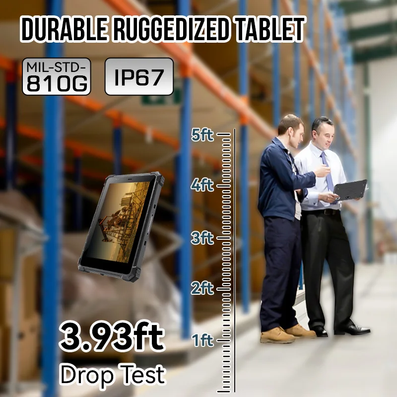 8 inch Ip68 stofdicht 1000nit buiten leesbaar 4 gb ram 13,56 MHZ Nfc met vingerafdrukherkenning robuuste tablet