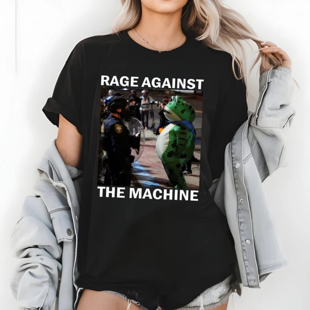 I Stand with Frog T-shirt Resist Portland Frog Graphic T Shirts Woman Man Casual O-neck Cotton Short-sleev Outdoors Streetwear