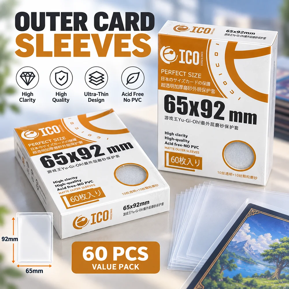 Ultra-Clear YGO Double-Sleeving Outer Card Sleeves 60PCS 65x92mm Thickened Frosted Card Sleeves for Trading Cards