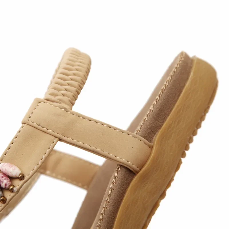 MVVJKE Bohemian Women Sandals Gemstone Beaded Slippers Summer Beach Sandals Women Flip Flops Ladies Flat Shoes