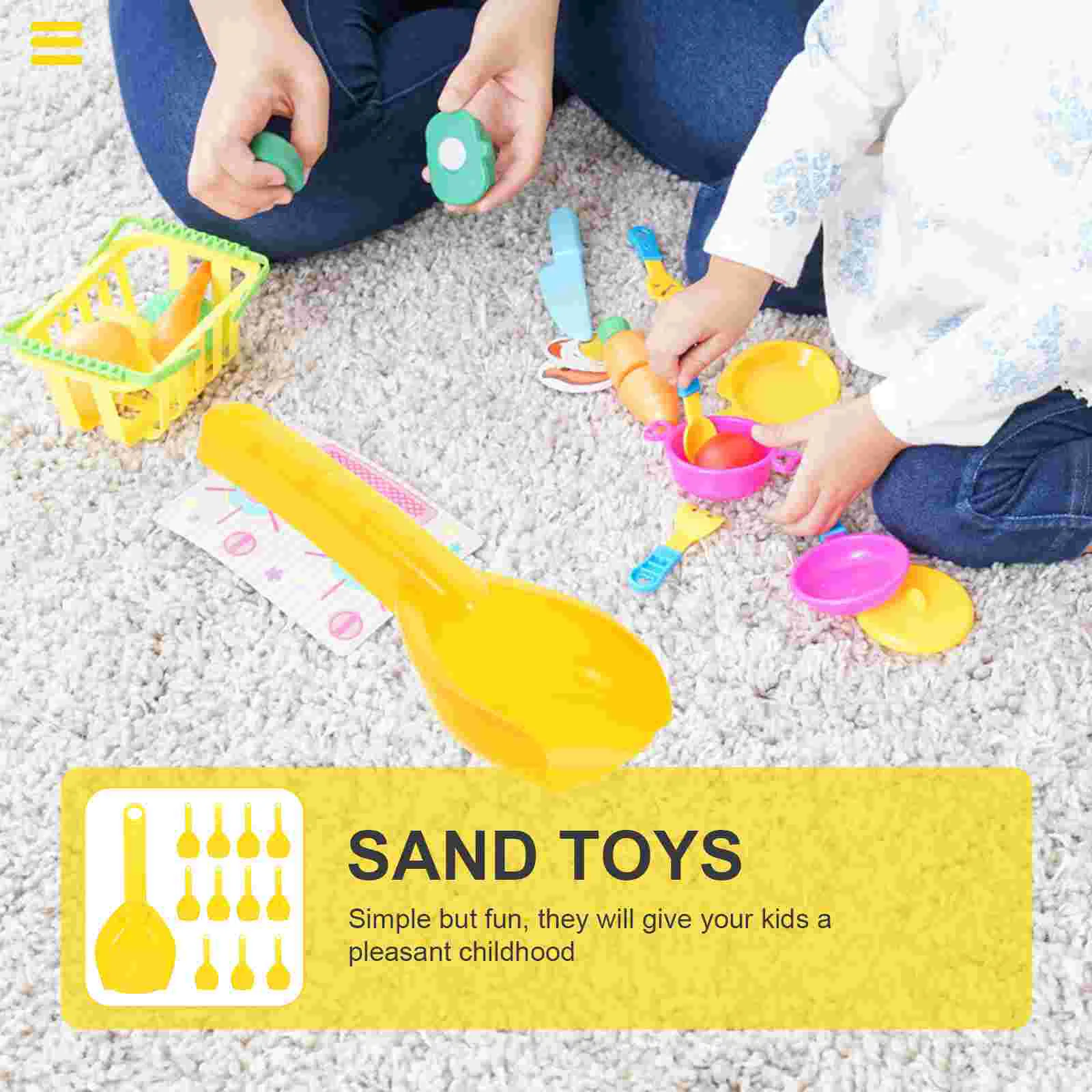 Bac à sable de jardin pour enfants, jouets de creusement, jeu d'extérieur pour tout-petits, pelles jaunes pour enfants, 12 pièces