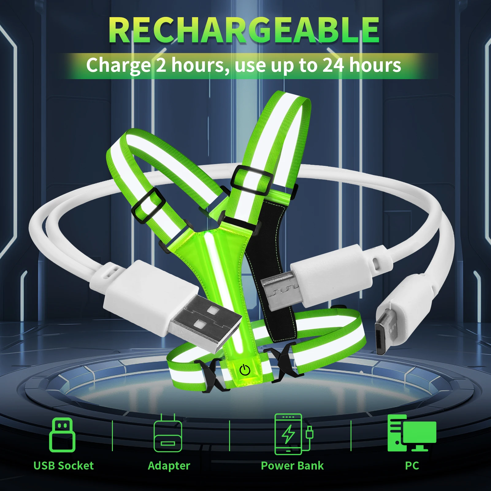 سترات عاكسة للسلامة قابلة للتعديل في الهواء الطلق، الجري الليلي، ركوب الخيل، تسليط الضوء على أشرطة أمان خفيفة الوزن، معدات ركوب الدراجات