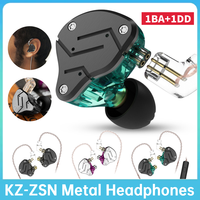 KZ-ZSN Metal Headphones Hybrid Technology 1BA+1DD HIFI Bass Earbuds Headset Hybrid technology HIFI In Ear Monitor Earphones