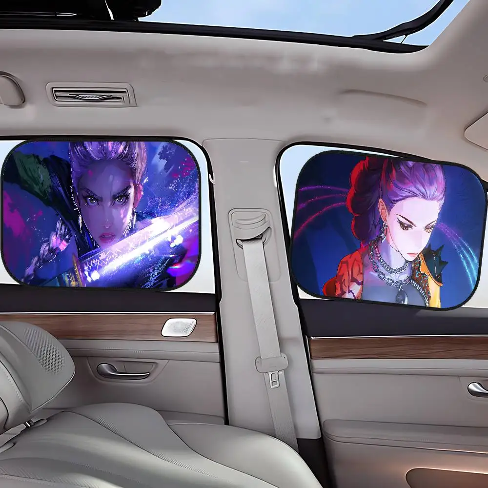KPop شيطان الصيادين رومي نافذة السيارة الجانبية ظلة الشمس كتلة فيلم القماش الشمس قناع الأشعة فوق البنفسجية حماية نافذة الستار سيارة الشمس الظل غطاء