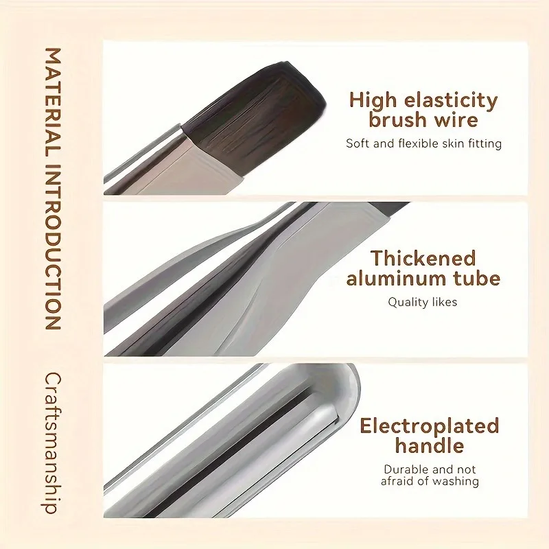 Brocha para base de una línea, brocha correctora ultrafina sin rastro, cepillo para máscara, cabeza plana, sin polvo, herramientas de belleza para el cabello suave, brocha de maquillaje