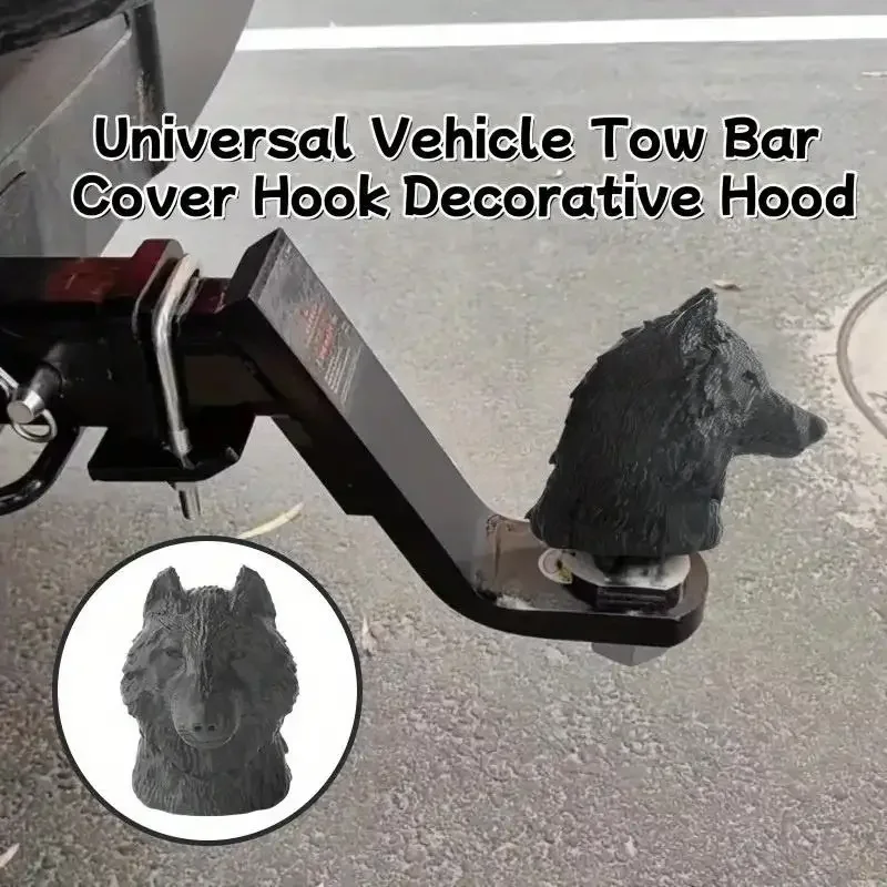 Wolf Head Trailer Hitch Cover Plastic Protective Cap Decorative Hook For Tow Balls 3D Printed Prevent Receiver Tube From Rusting