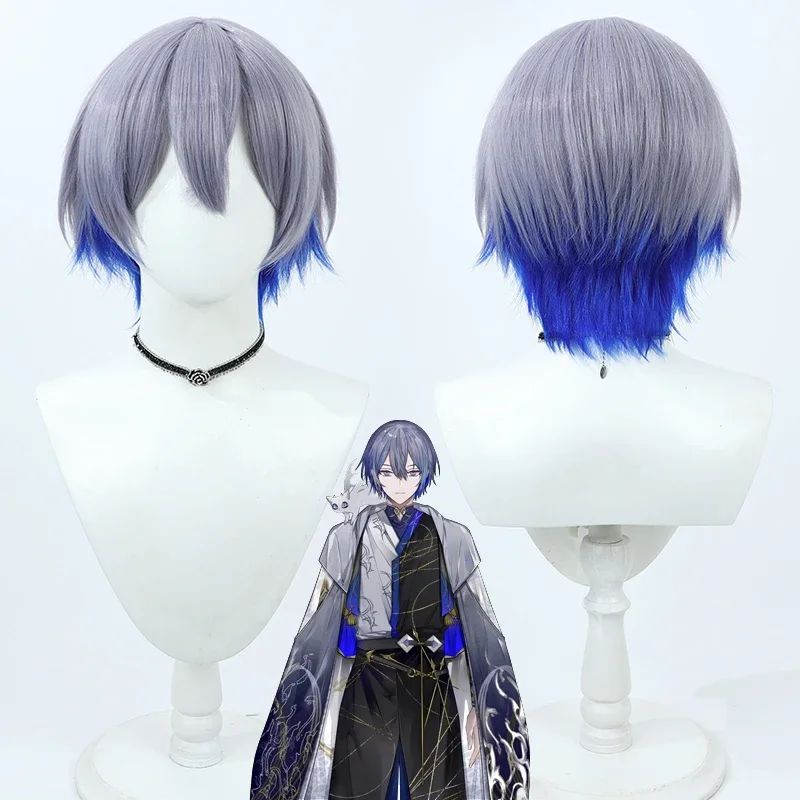 

Nijisanji Vtuber Koyanagi Rou Cosplay Wig Light Purple Blue Heat Resistant Synthetic Hair Halloween Party Role Play + Wig Cap
