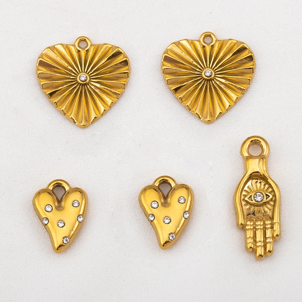 2pcs 4pcs Stainless Steel Charms Heart Hand Moon Star Palm Charm Connector for DIY Necklaces Jewelry Making Materials Wholesale - view 5