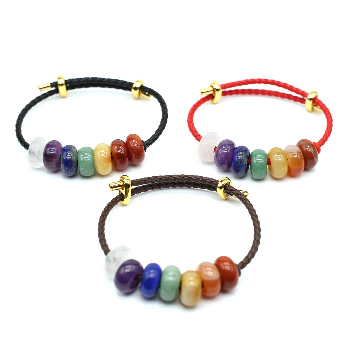 1pc 8x14mm Bead Natural Crystal Agate Seven Chakra Energy Stone Bead Bracelet Charming Women Men Jewelry Accessories Daily Gifts
