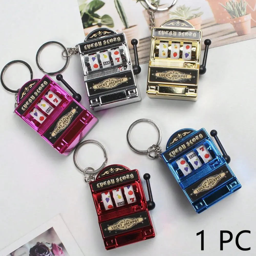 Fruit Keychain Lucky Charm Prize Keychain Mini Pendant Bag Charm Novelty Gift Adult Mini Game Console Design Keychain Mini Fruit Machine Keychain Pendant Rotating Game Slot Machine Small Toy Lucky Draw Pendant