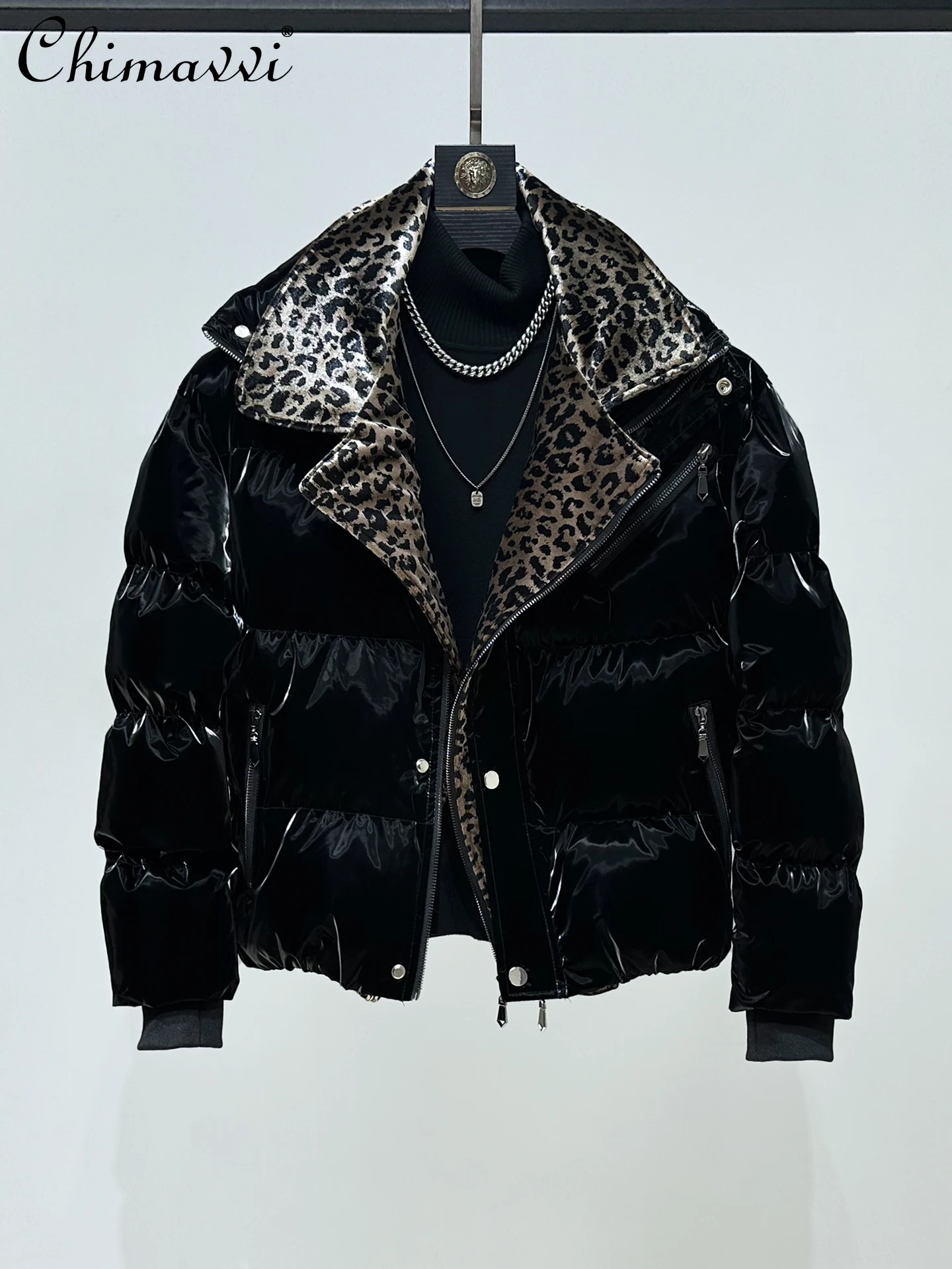 الراقية ليوبارد طباعة الربط فو قطعتين سترات الرجال 2025 شتاء جديد سترات سميكة الدافئة أنيقة طويلة الأكمام شيك السترات